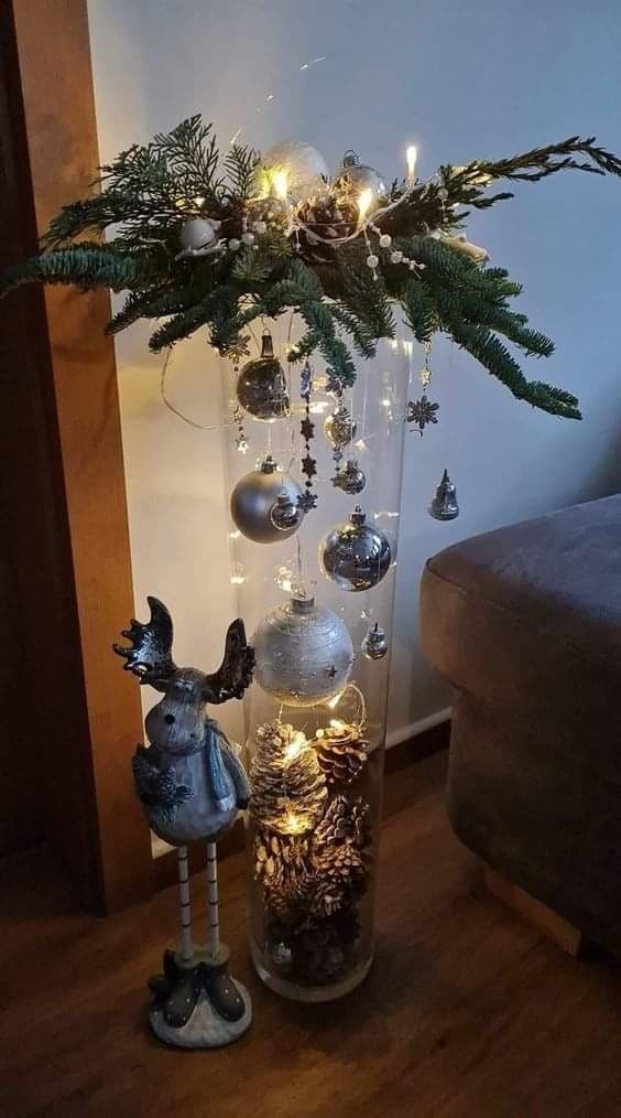 10 Décorations de Noël avec un grand vase en verre 2