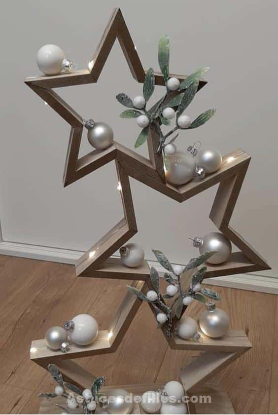 26 Décorations de Noël en bois en forme d'étoiles 12