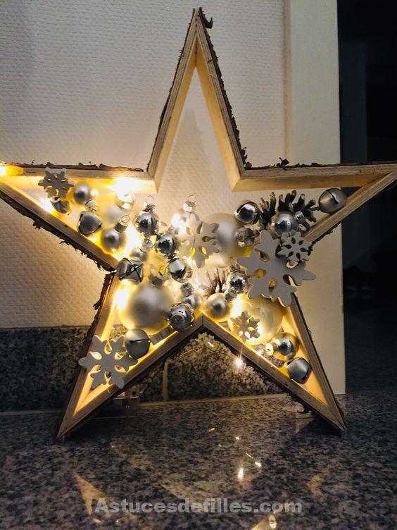 26 Décorations de Noël en bois en forme d'étoiles 13