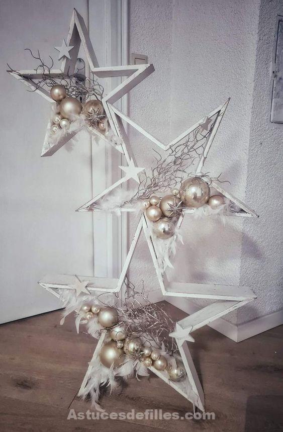 26 Décorations de Noël en bois en forme d'étoiles 15
