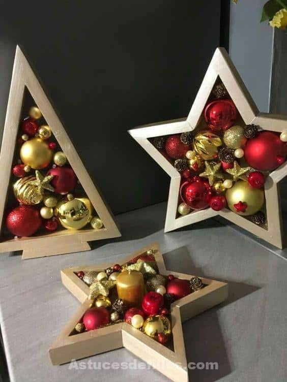 26 Décorations de Noël en bois en forme d'étoiles 17