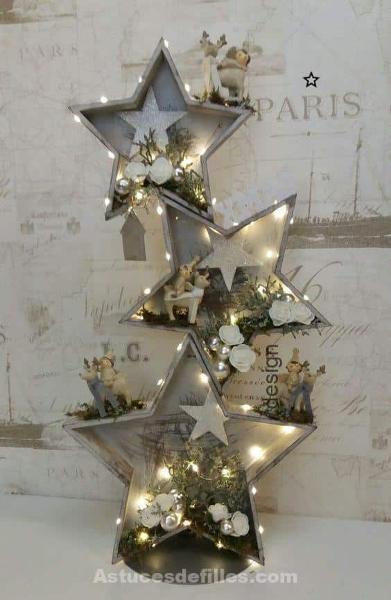 26 Décorations de Noël en bois en forme d'étoiles 19