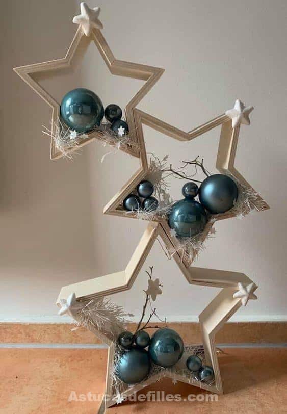26 Décorations de Noël en bois en forme d'étoiles 2