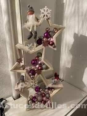 26 Décorations de Noël en bois en forme d'étoiles 25