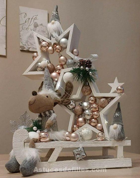 26 Décorations de Noël en bois en forme d'étoiles 26