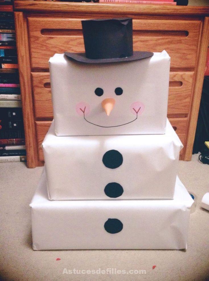 13 Bonhommes de neige à fabriquer en empilant des boîtes cadeaux. 6