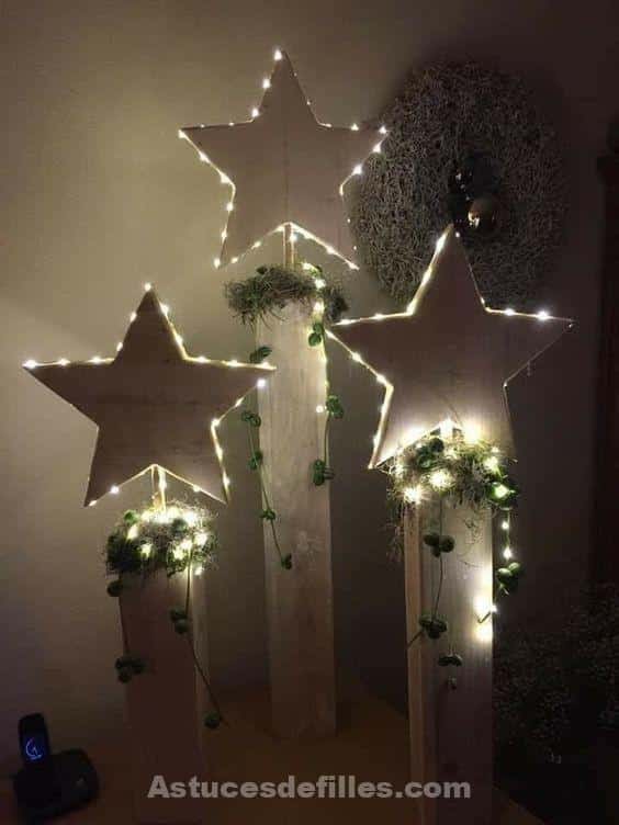 26 Décorations de Noël en bois en forme d'étoiles 4