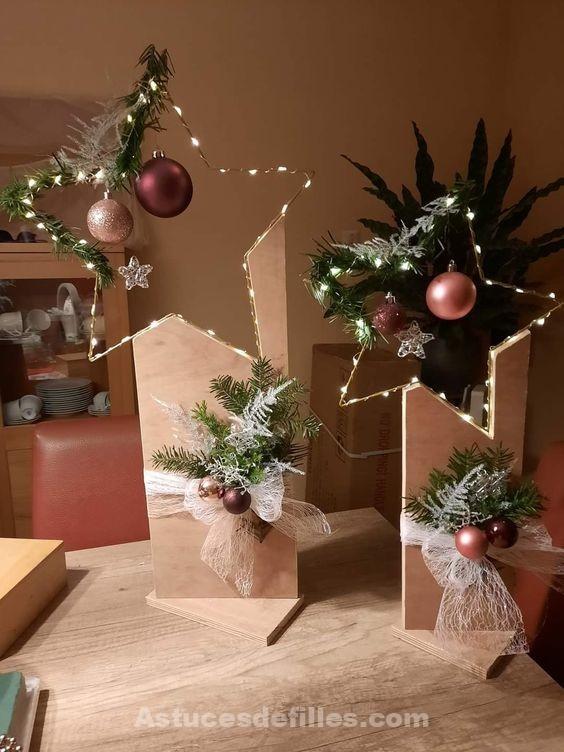 26 Décorations de Noël en bois en forme d'étoiles 5