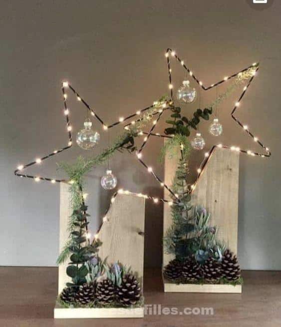 26 Décorations de Noël en bois en forme d'étoiles 7