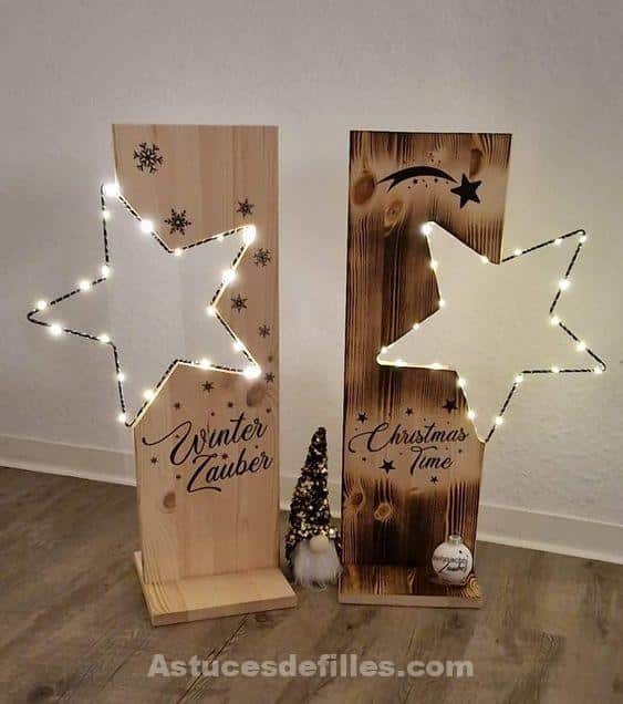 26 Décorations de Noël en bois en forme d'étoiles 1