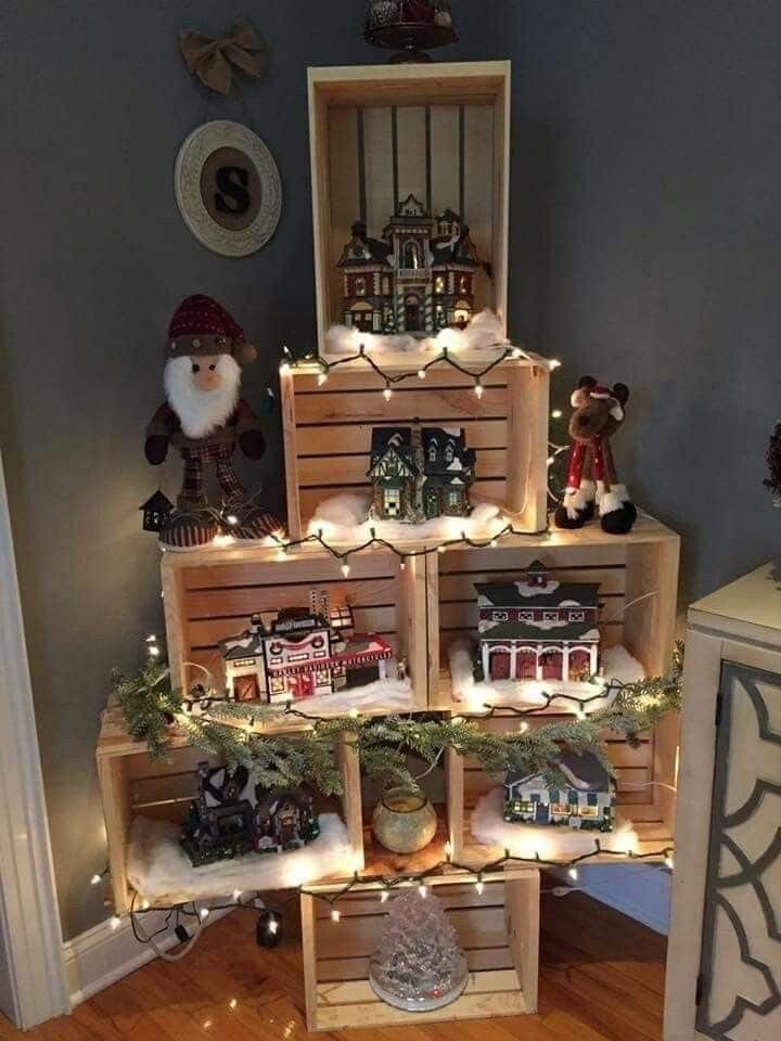 23 idées de crèches de Noël avec des boîtes en bois 20