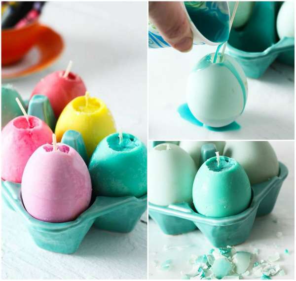 Bougies colorées en forme d'œufs de Pâques