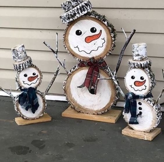 Noël : 10 Bonhommes de Neige avec des Disques en Bois 3