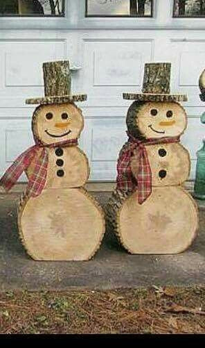 Noël : 10 Bonhommes de Neige avec des Disques en Bois 2