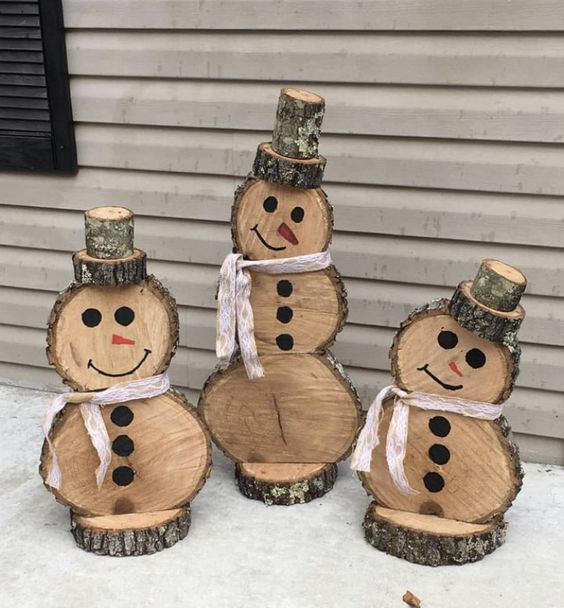 Noël : 10 Bonhommes de Neige avec des Disques en Bois 7