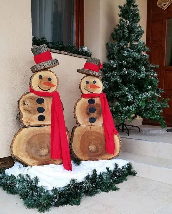 Noël : 10 Bonhommes de Neige avec des Disques en Bois 5