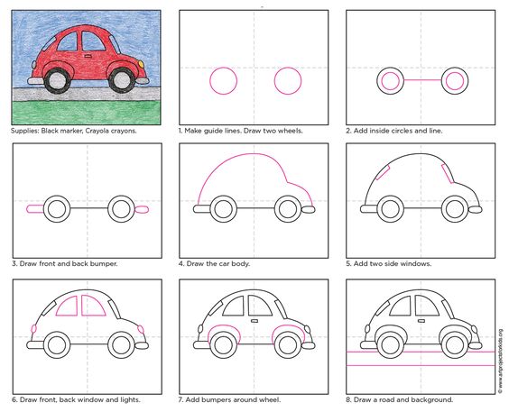 29 tutos dessin étape par étape pour apprendre à dessiner des voitures 6
