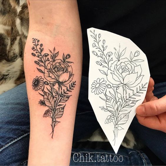 100 top idées de tatouages fleur 76