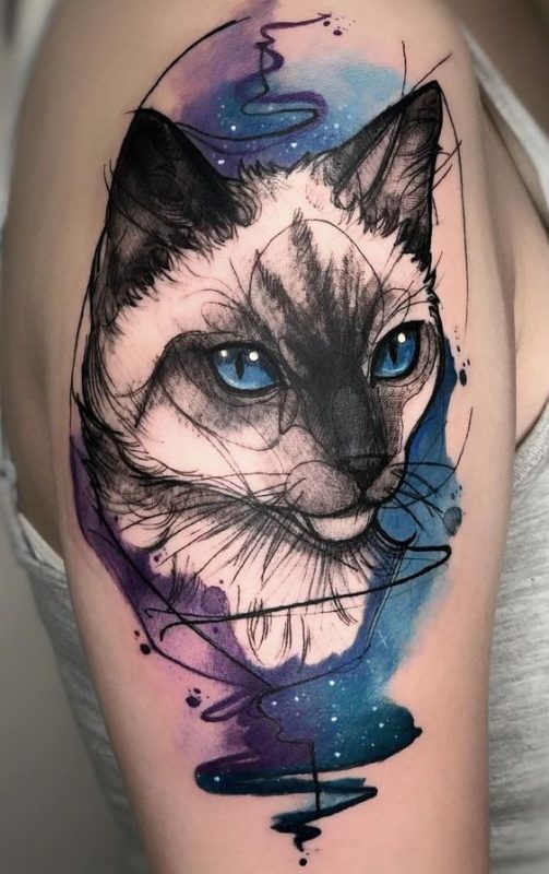 100 idées de tatouages pour les amoureux des chats 65