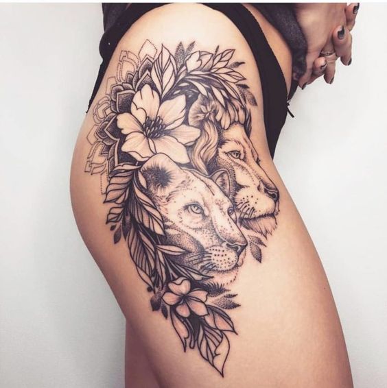 100 top idées de tatouages lion femme 16