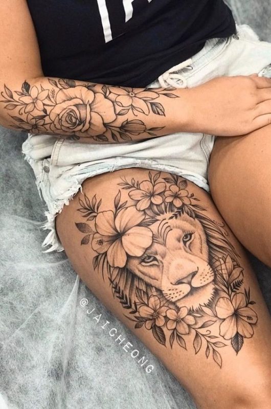 100 top idées de tatouages lion femme 30