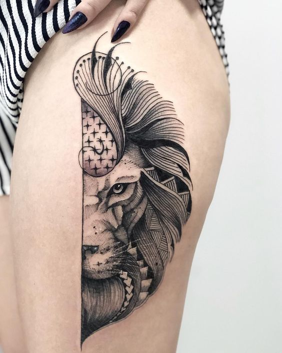 100 top idées de tatouages lion femme 43