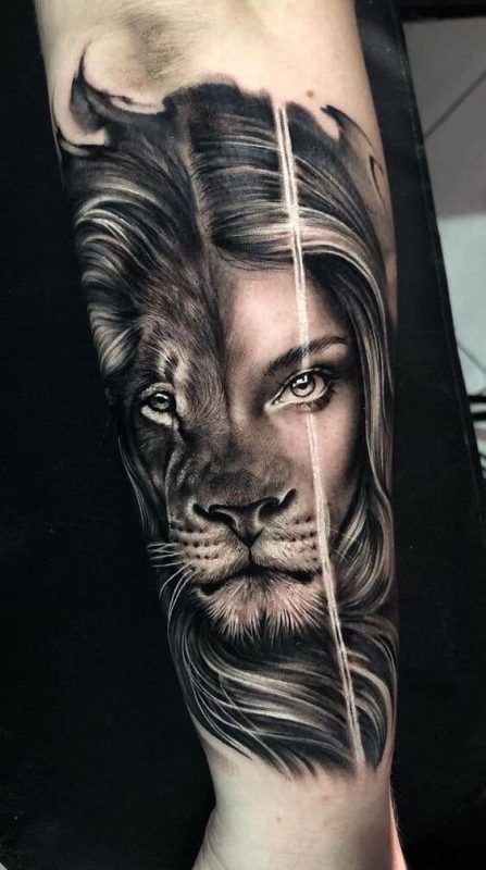 100 top idées de tatouages lion femme 49