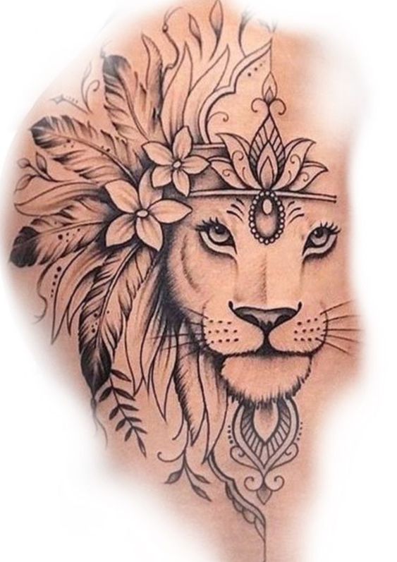 100 top idées de tatouages lion femme 96