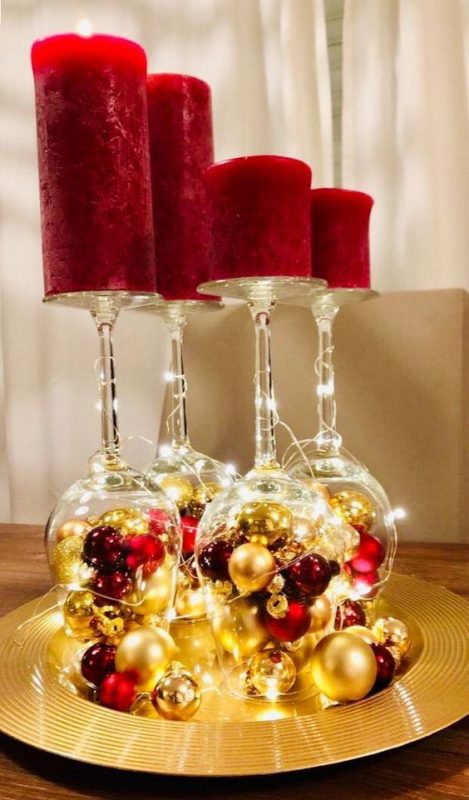 20 centres de tables de Noël à faire soi-même avec des bougies & des verres 11