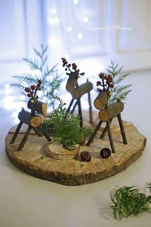 33 Décorations de Noël à faire soi-même avec des buches de bois 18