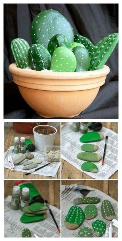 33 idées avec des pierres peintes pour embellir le jardin 3