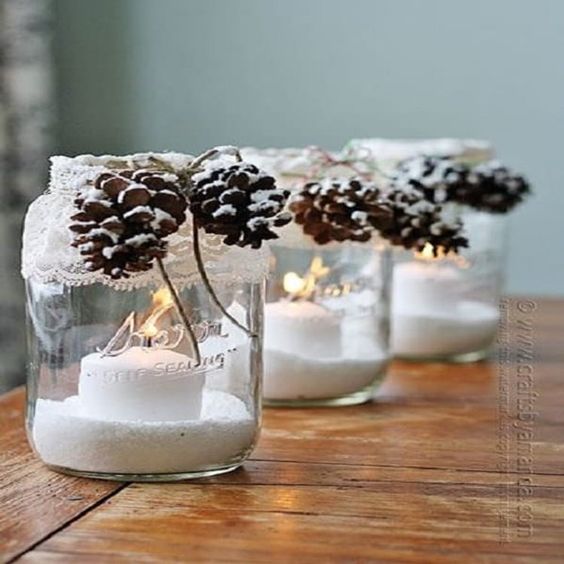 37 Décorations de noël à faire soi-même avec des pots de verre 13