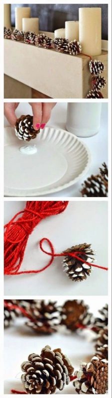19 Décorations de Noël faciles à faire avec des pommes de pin 3