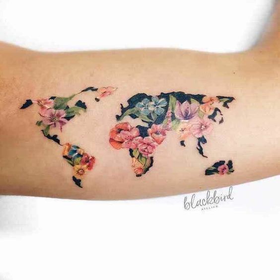 50 top idées de tatouages mappemonde 34