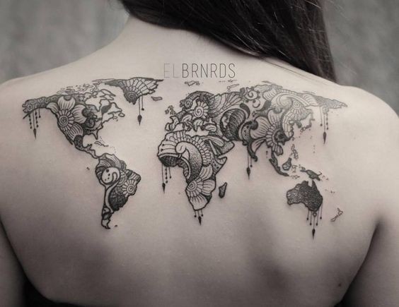 50 top idées de tatouages mappemonde 38