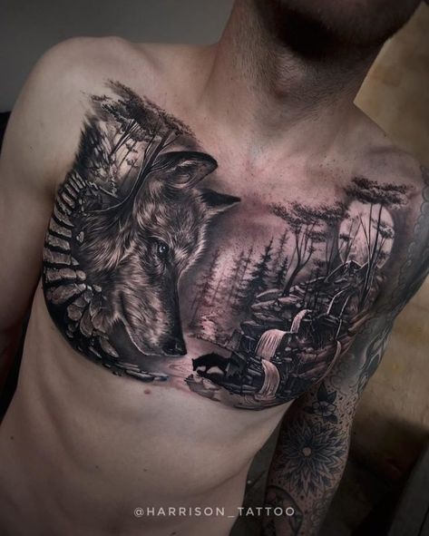 Les 50 plus beaux tatouages loup pour homme 13