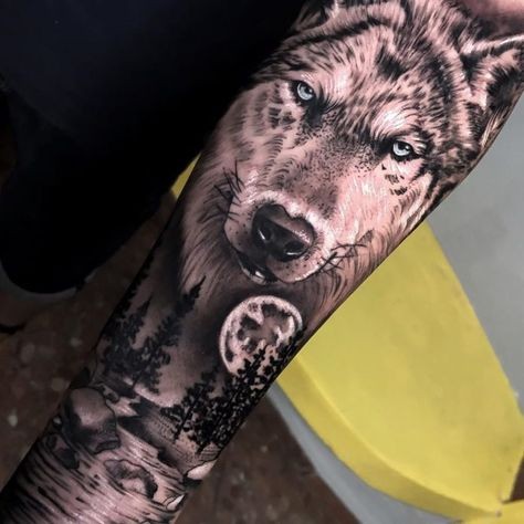 Les 50 plus beaux tatouages loup pour homme 19