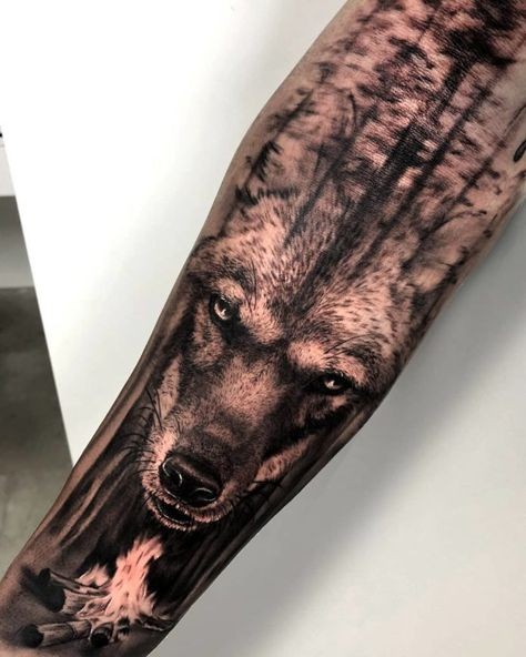 Les 50 plus beaux tatouages loup pour homme 24