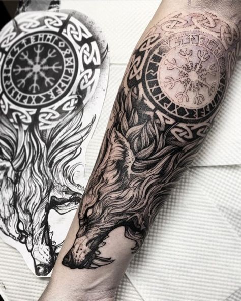 Les 50 plus beaux tatouages loup viking 25