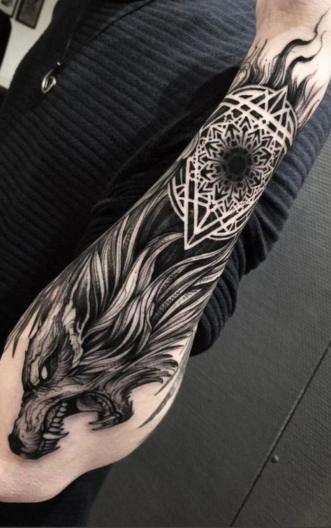 Les 50 plus beaux tatouages loup viking 29