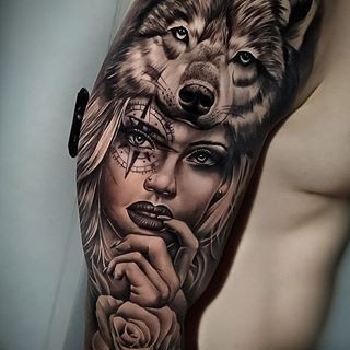 Les 50 plus beaux tatouages loup viking 39