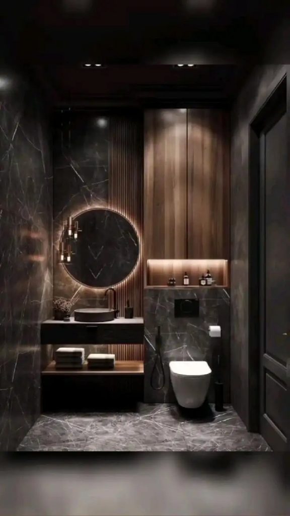 50 top idées de salles de bain noir et bois 3