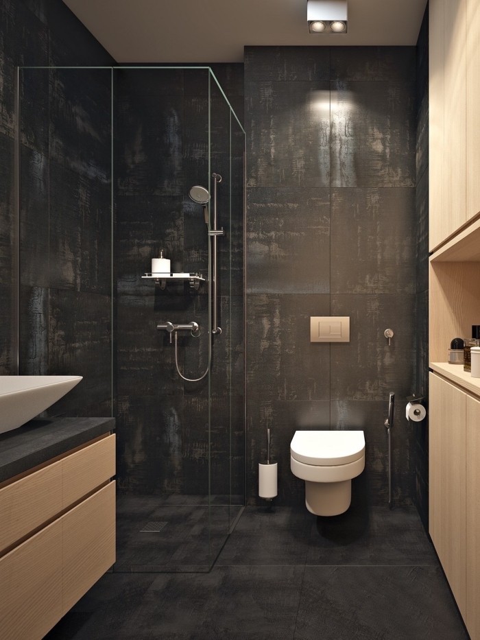 50 top idées de salles de bain noir et bois 13