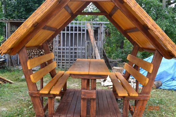 25 idées de tables de jardin avec bancs et toits en bois 18 25 idées de tables de jardin avec bancs et toits en bois 18