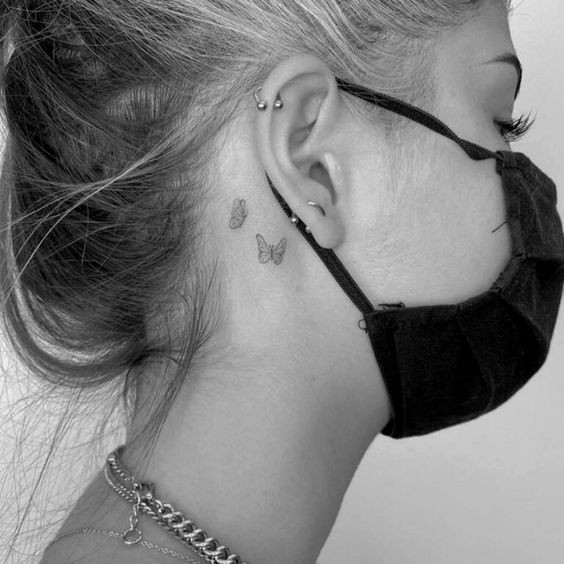 100 Tatouages derrière l'oreille mignons pour femme 5