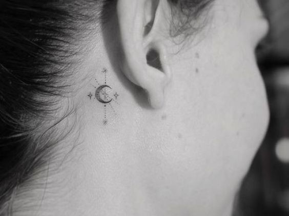 100 Tatouages derrière l'oreille mignons pour femme 61