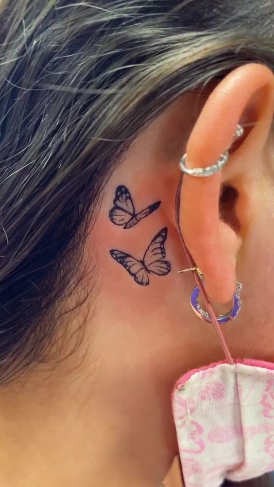 100 Tatouages derrière l'oreille mignons pour femme 65