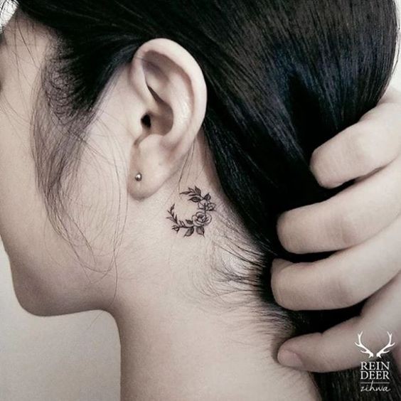 100 Tatouages derrière l'oreille mignons pour femme 9