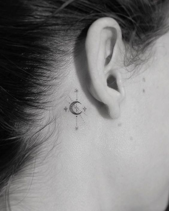 100 Tatouages derrière l'oreille mignons pour femme 69