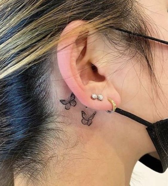 100 Tatouages derrière l'oreille mignons pour femme 73